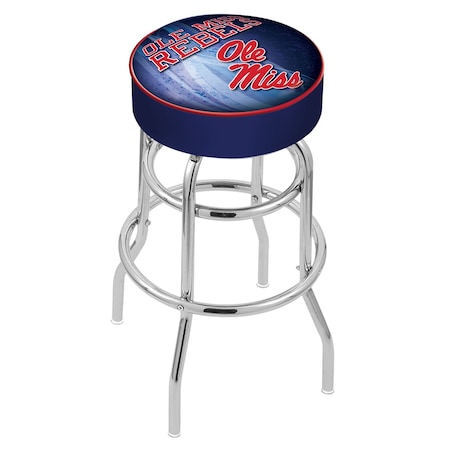 Holland Bar Stool Co 30" Ole' Miss Cushion Seat, 2-Ring Chrome Swivel Bar Stool L7C130MssppU-D2